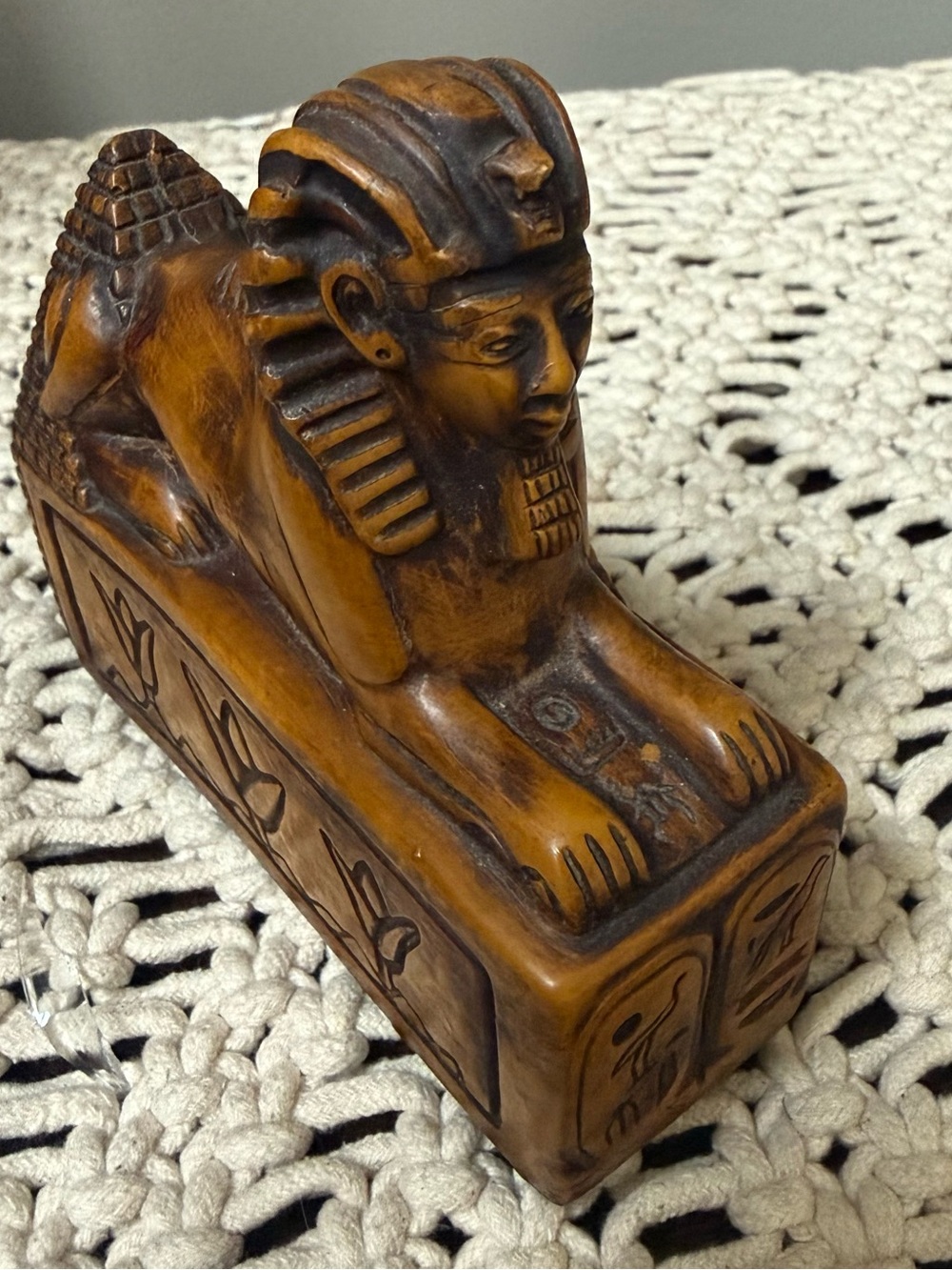 Egyptian Sphinx Resin Sculpture - Amber Brown Home Art Decor